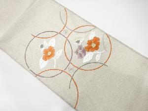 アンティーク　綴れ　椿に七宝模様刺繍袋帯（材料）